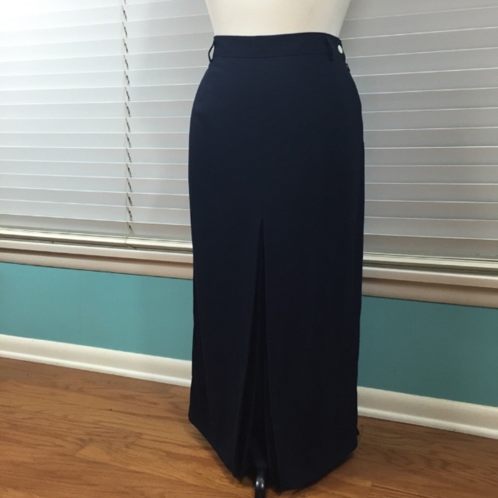 Mondi Vintage 70s Navy Wool Blend Skirt 12/14